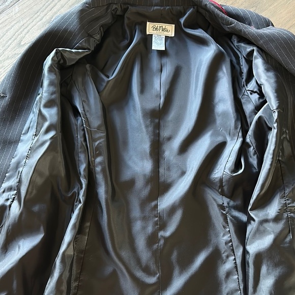 Bob Mackie Gray Pinstripe Blazer with Velvet Maroon Accents - Picture 9 of 9